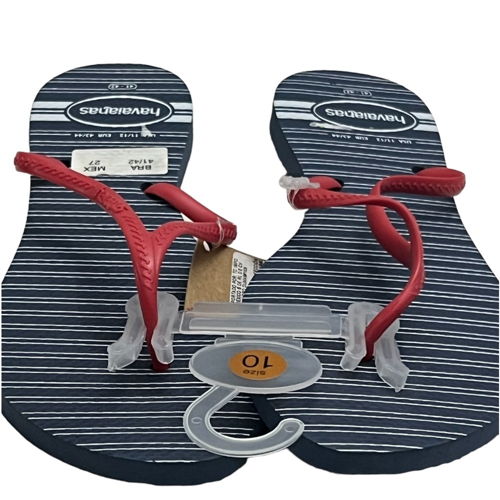 Havaianas Navy Blue/Red strap flip flops NEW #SB1